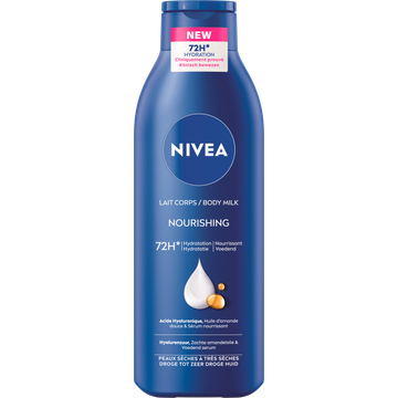 NIVEA Verzorgende Body Milk - met Hyaluronzuur Zachte Amandel Olie en Voedend serum - JUMBO