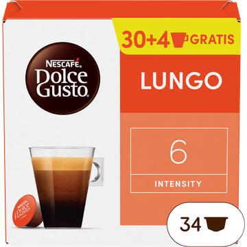 Nescafé Dolce Gusto Lungo Capsules 30+4 Gratis - JUMBO