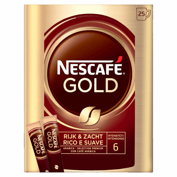 Nescafe Gold Oploskoffie - 25 Zakjes - PLUS