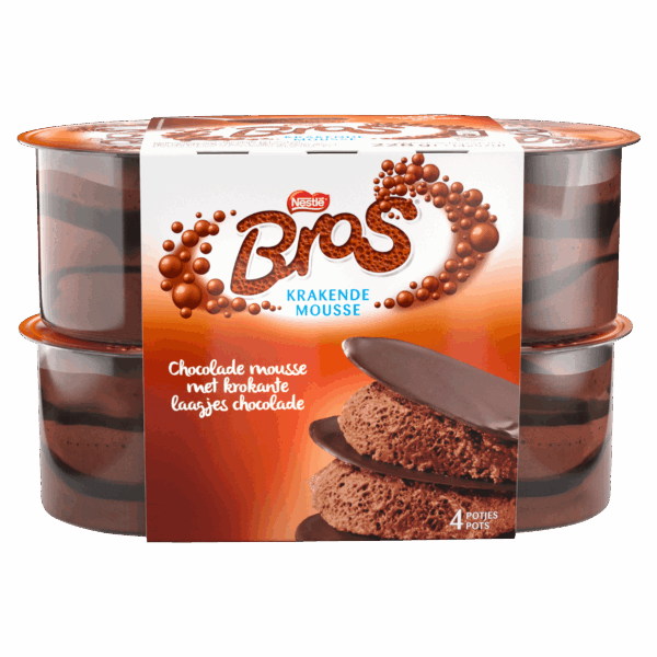 Nestlé Bros krakende mousse melkchocolade 4st - PLUS
