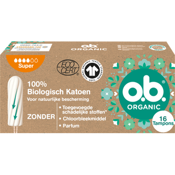 O.B. Organic Super Tampons 16 Stuks - JUMBO