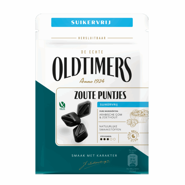Oldtimers Suikervrije Zoute Puntjes - PLUS