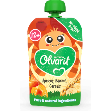 Olvarit 12+ Maanden Knijpfruit Abrikoos Banaan Granen - JUMBO