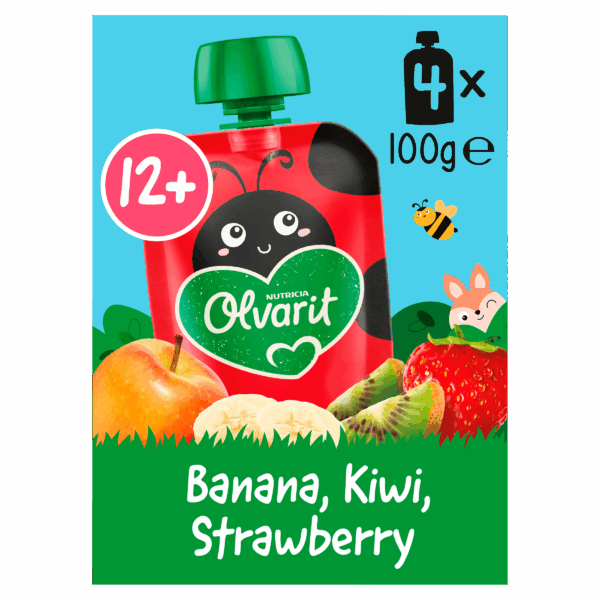 Olvarit 12+mnd Knijpfruit Banaan Kiwi Aardbei - PLUS