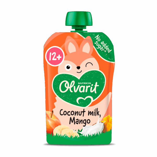Olvarit 12+mnd Knijpfruit Kokosmelk Mango - PLUS