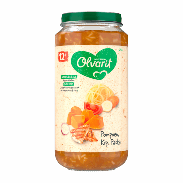 Olvarit 12+mnd Pompoen Kip Pasta - PLUS
