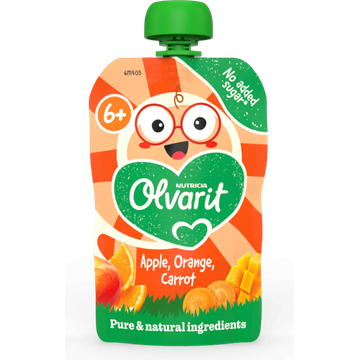 Olvarit 6+ Maanden Knijpfruit Appel Sinaasappel Wortel - JUMBO