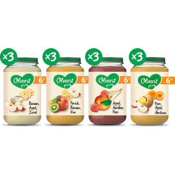 Olvarit 6+ Maanden Variatiemenu Fruit 12 x 200g - JUMBO