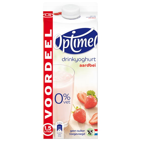 Optimel Drink voordeelverpakking aardbei 0% vet - Dirk