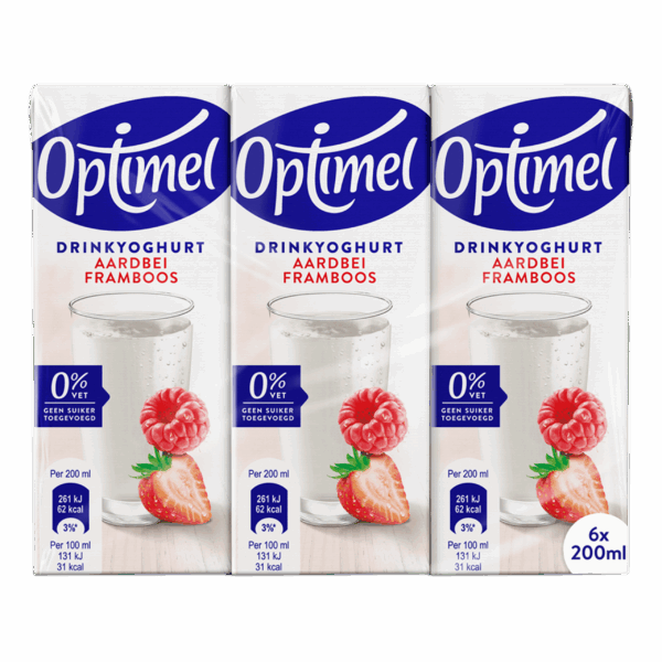 Optimel Langlekker aardbei-framboos mini 6pack - PLUS