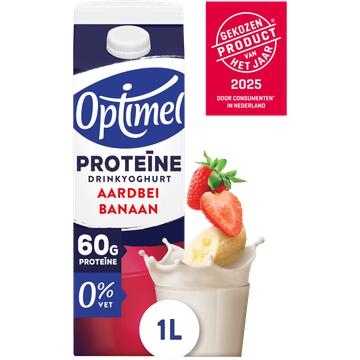 Optimel Proteïne Drinkyoghurt Aardbei Banaan 0% Vet - JUMBO