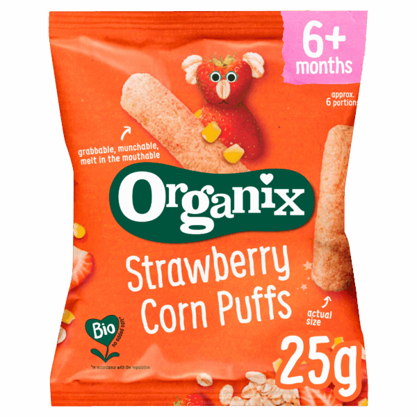 Organix Strawberry Corn Pufs 6m+ - PLUS