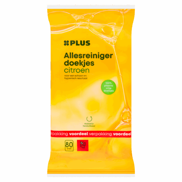 PLUS Allesreinigerdoekjes lemon plasticvrij - PLUS