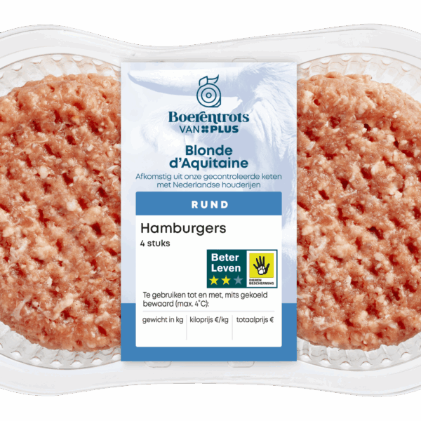 PLUS Boerentrots Blonde d'Aquitaine Hamburgers 4 stuks - PLUS