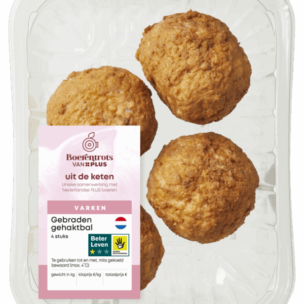 PLUS Boerentrots Gebraden Gehaktbal 4 stuks - PLUS