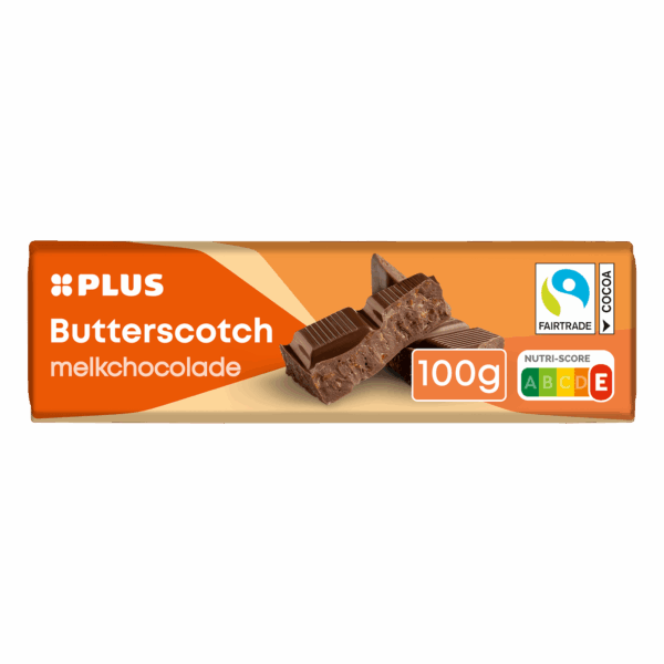 PLUS Chocoladereep Butterscotch Fairtrade - PLUS