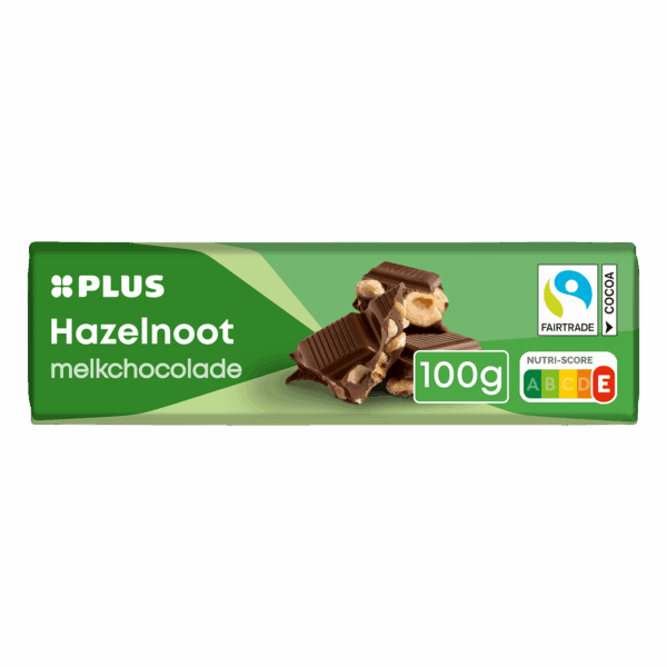 PLUS Chocoladereep hazelnoot Fairtrade - PLUS