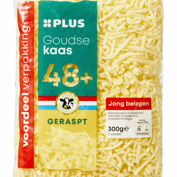 PLUS Goudse geraspte kaas belegen 48+ VDV - PLUS