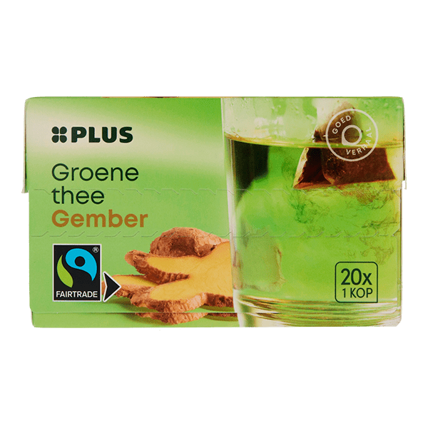 PLUS Groene thee gember 1.5 gram Fairtrade - PLUS