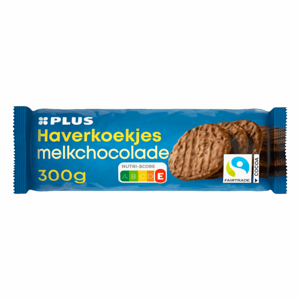 PLUS Haverkoekjes melkchocolade Fairtrade - PLUS