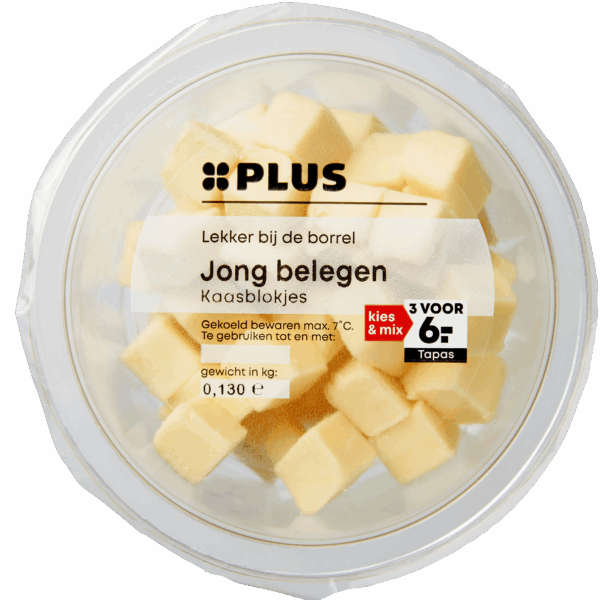 PLUS Jong belegen kaasblokjes - PLUS
