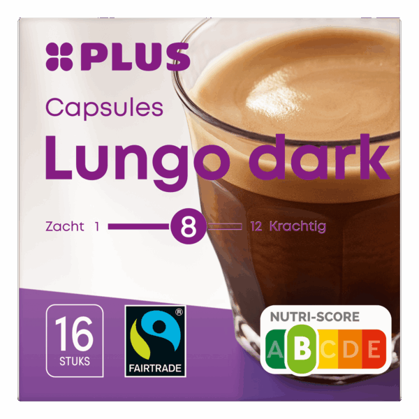 PLUS Koffiecapsules Lungo Dark Fairtrade - PLUS