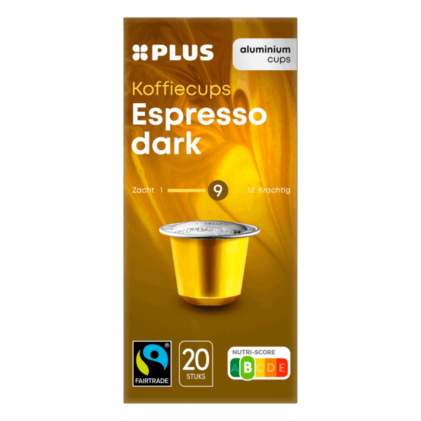 PLUS Koffiecups Espresso Dark Fairtrade - PLUS