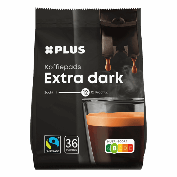 PLUS Koffiepads Extra Dark Fairtrade - PLUS