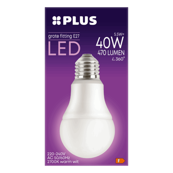 PLUS LED 40W std E27 grote fitting mat - PLUS