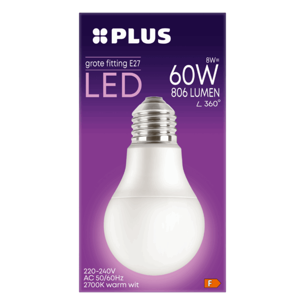 PLUS LED 60W std E27 grote fitting mat - PLUS