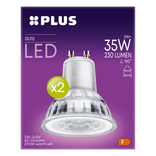 PLUS Lamp LED 35W Spot GU10 2PK - PLUS