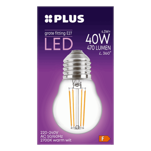 PLUS Lamp LED 40W Kogel grote fit helder - PLUS