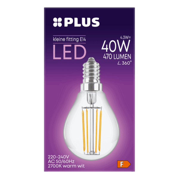 PLUS Lamp LED 40W Kogel kleine fit helder - PLUS