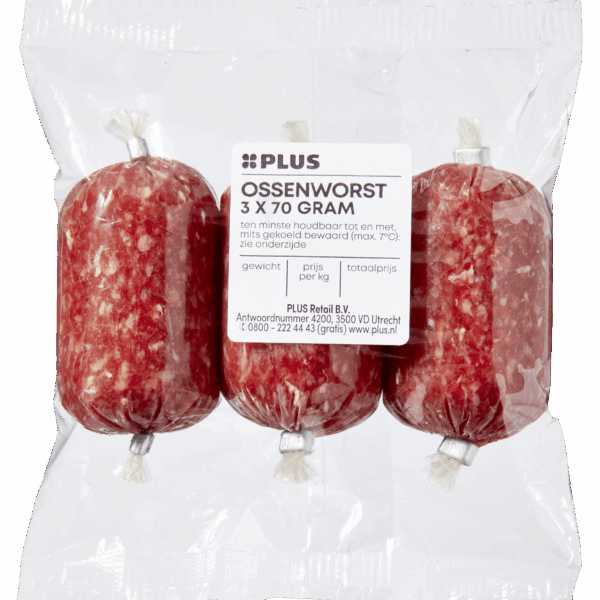 PLUS Ossenworst 3 x 70 gram - PLUS