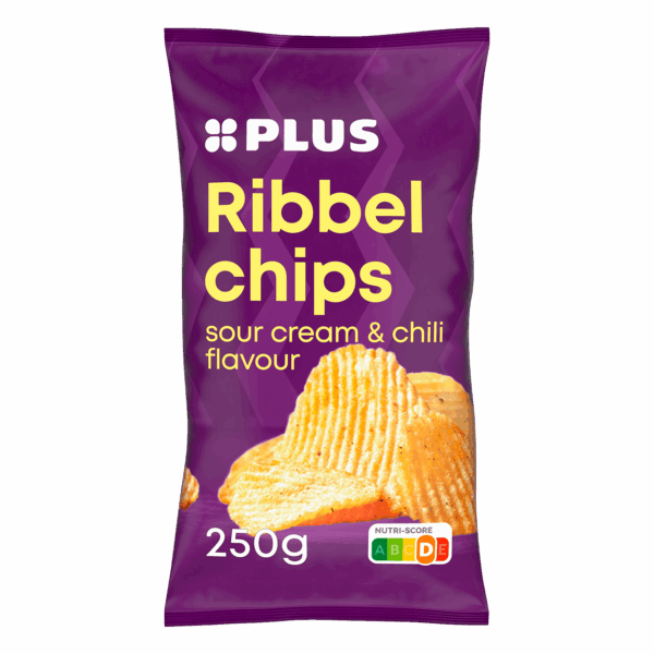 PLUS Ribbelchips sour cream chili - PLUS