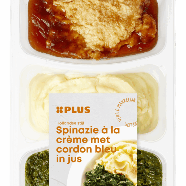 PLUS Spinazie met cordon bleu en puree - PLUS