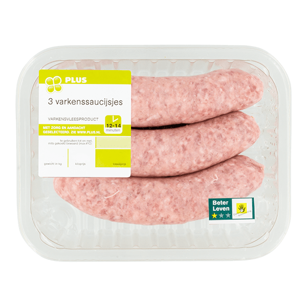 PLUS Varkenssaucijs 3 stuks - PLUS