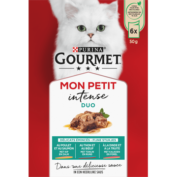 PURINA® Gourmet® Mon Petit Intense DUO Fijne stukjes met Kip en Zalm