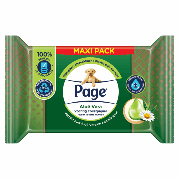 Page Aloë Vera Vochtig WC Papier Maxi - PLUS