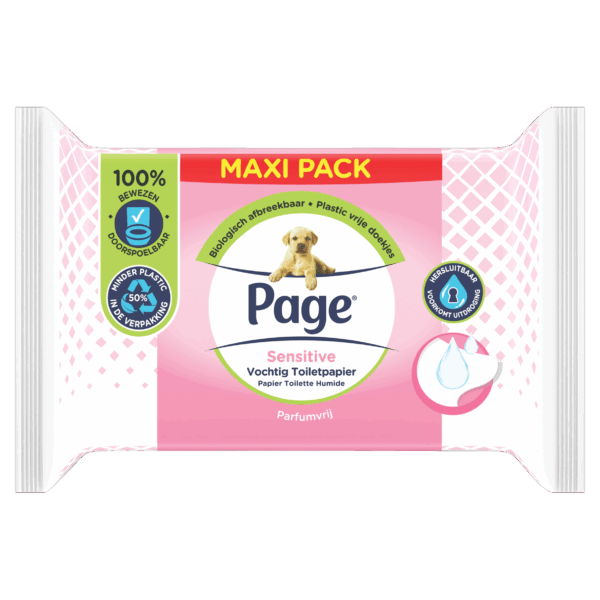 Page Sensitive vochtig wc papier maxi - PLUS
