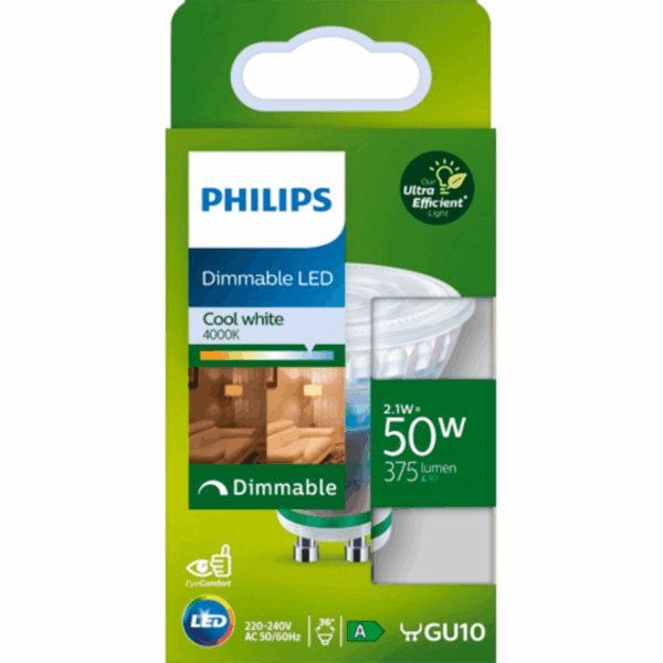 Philips LED Spot 50W GU10 Clear Ultra - PLUS