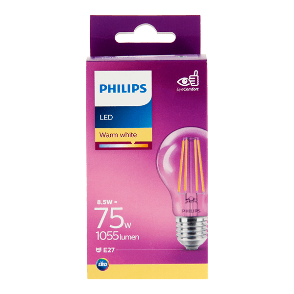 Philips LED filament bulb 75W E27 box - PLUS