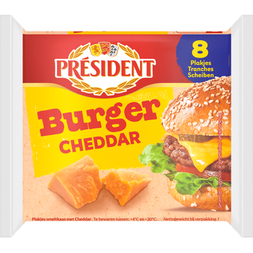Président Burger Cheddar 8 Plakjes - JUMBO