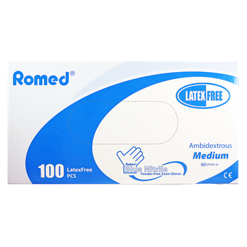 Romed Blue Nitrile Handschoenen Poedervrij M - 100 Stuks - JUMBO