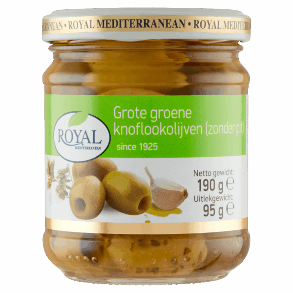 Royal Groene knoflookolijven zonder pit - PLUS