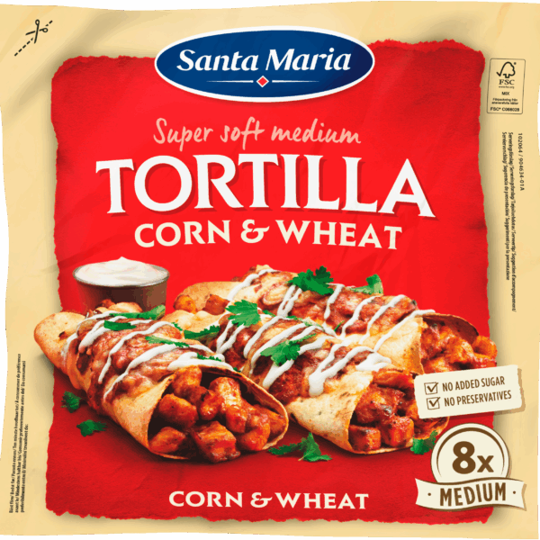 Santa Maria Tortilla Wrap Corn & Wheat - Pak van 8 stuks - PLUS