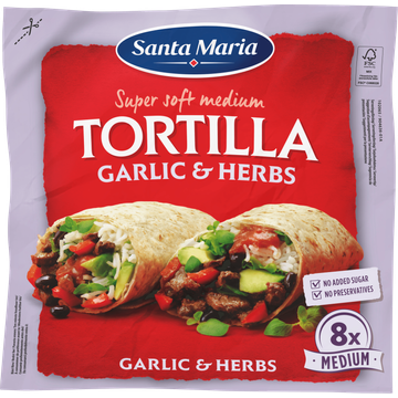 Santa Maria Tortilla Wraps Garlic&Herbs Medium 8 Stuks - JUMBO