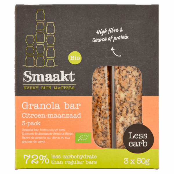 Smaakt Less Carb Bar Citroen Maanzaad bio - PLUS