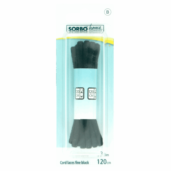 Sorbo Koordveters Fijn Zwart 120cm 1 Paar - PLUS