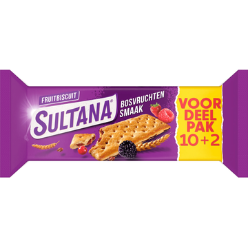 Sultana FruitBiscuit Bosvruchten Smaak Voordeelpak Promo Pack 10 + 2 Stuks - JUMBO